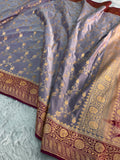 Mashru Silk Saree With Jaal Design In pastel contrast Colour