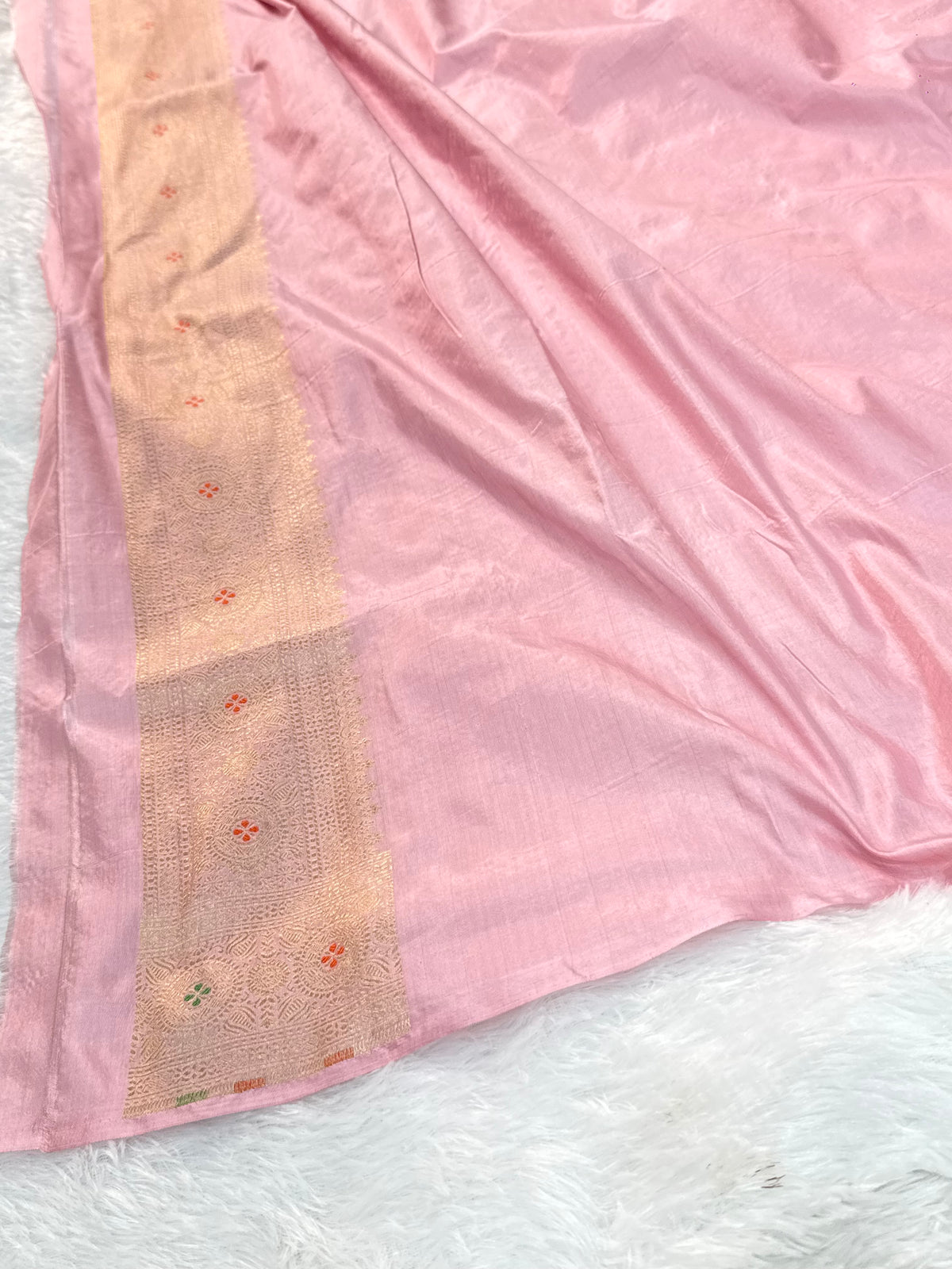 Banarasi pure katan silk saree with brocade meenakari jaal design in Light Dusty Pink colour