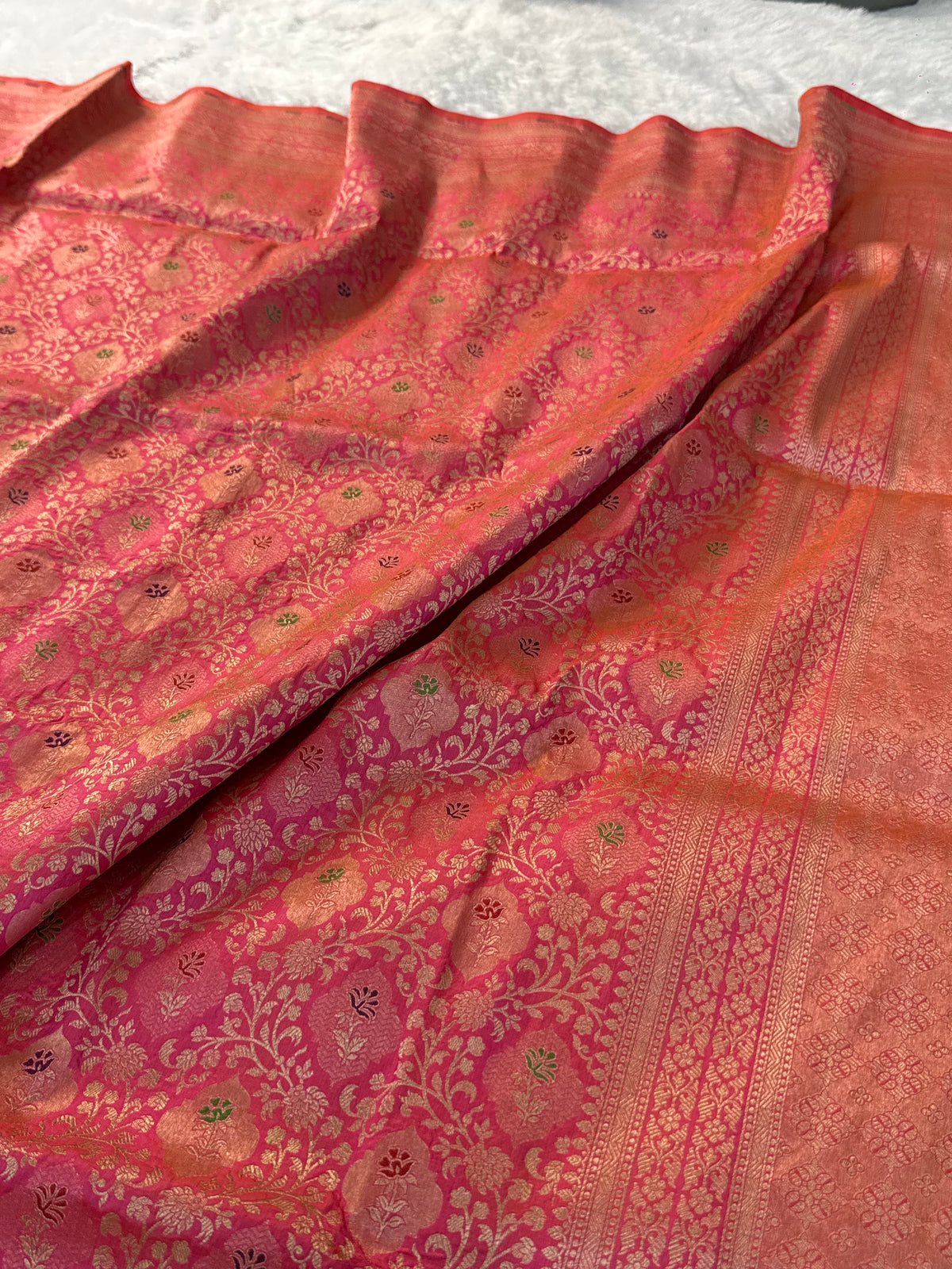 Banarasi pure katan silk saree with brocade meenakari jaal design in Wine colour