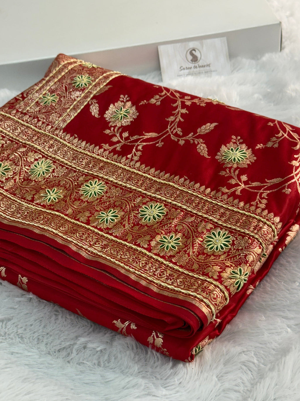 Mashru Bridal saree in Red color shade