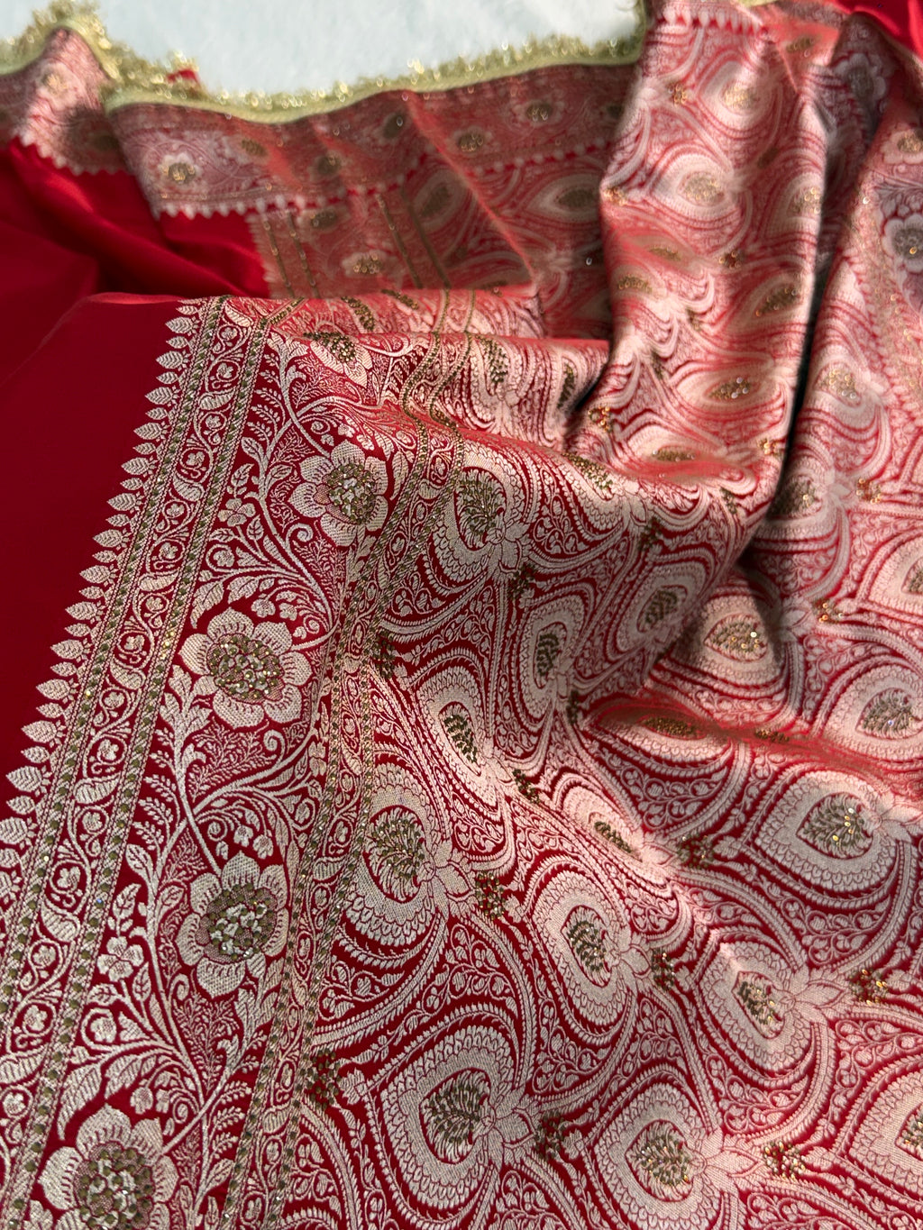 Bridal Mashru Silk Saree in Red Color Shade