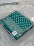 Banarasi Pure Khaddi Chiffon Saree in Border And Buti Design in Sea Green Colour