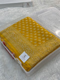 Banarasi Pure Khaddi Chiffon Saree in Border And Buti Design in Mustard Colour