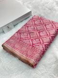 Banarasi tissue silk saree in Rani color