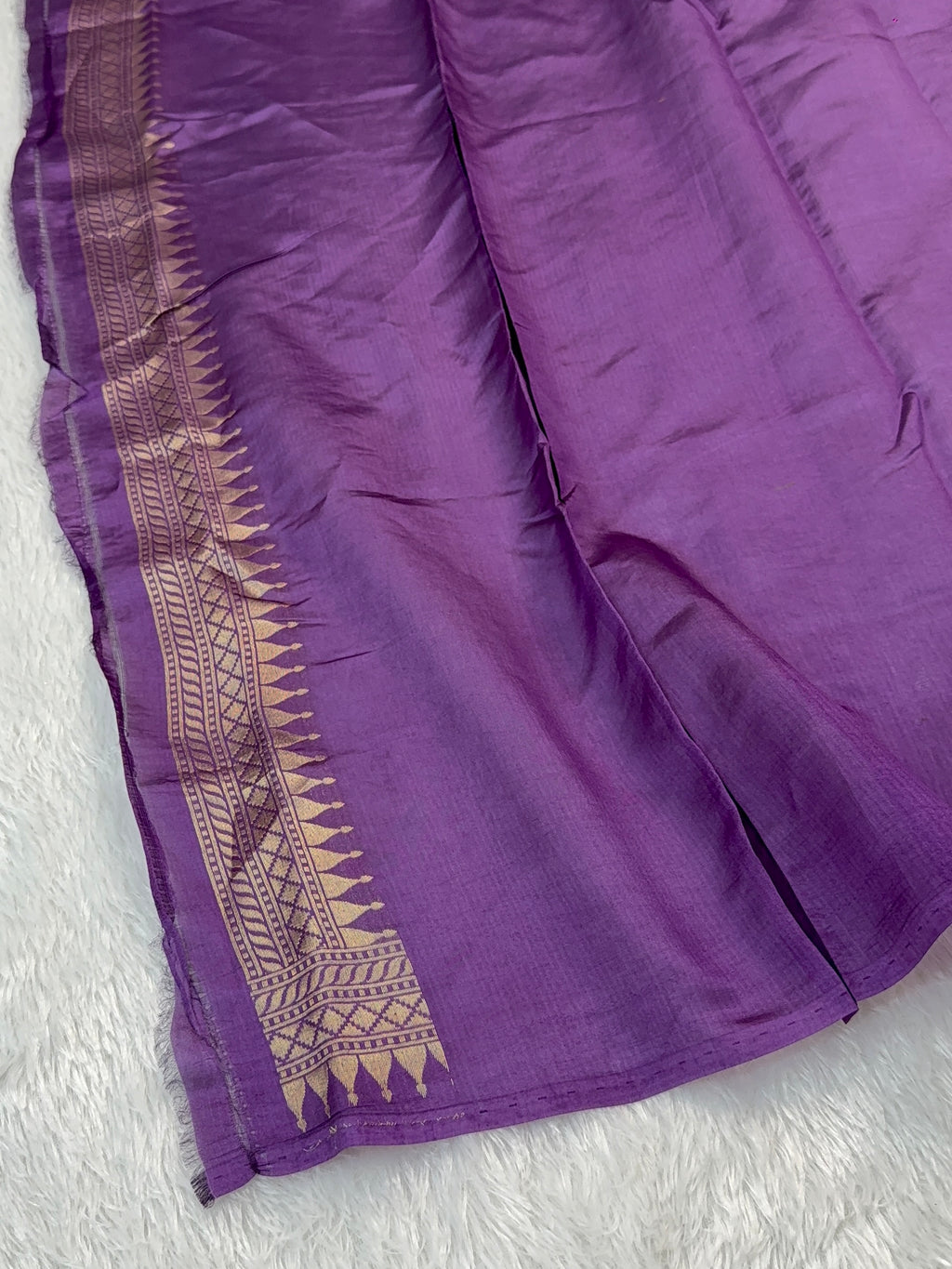 Pure Katan Silk Saree with Gold Zari And Meenakari Jaal Design in Violet Colour