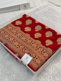 Banarasi Pure Khaddi Chiffon Saree in Floral Buta Design in Deep Maroon Colour