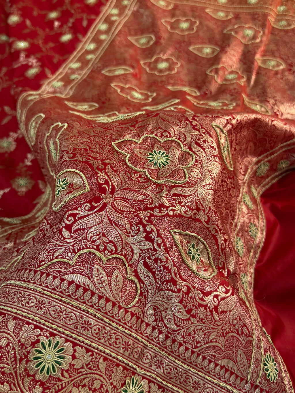 Mashru Bridal saree in Red color shade