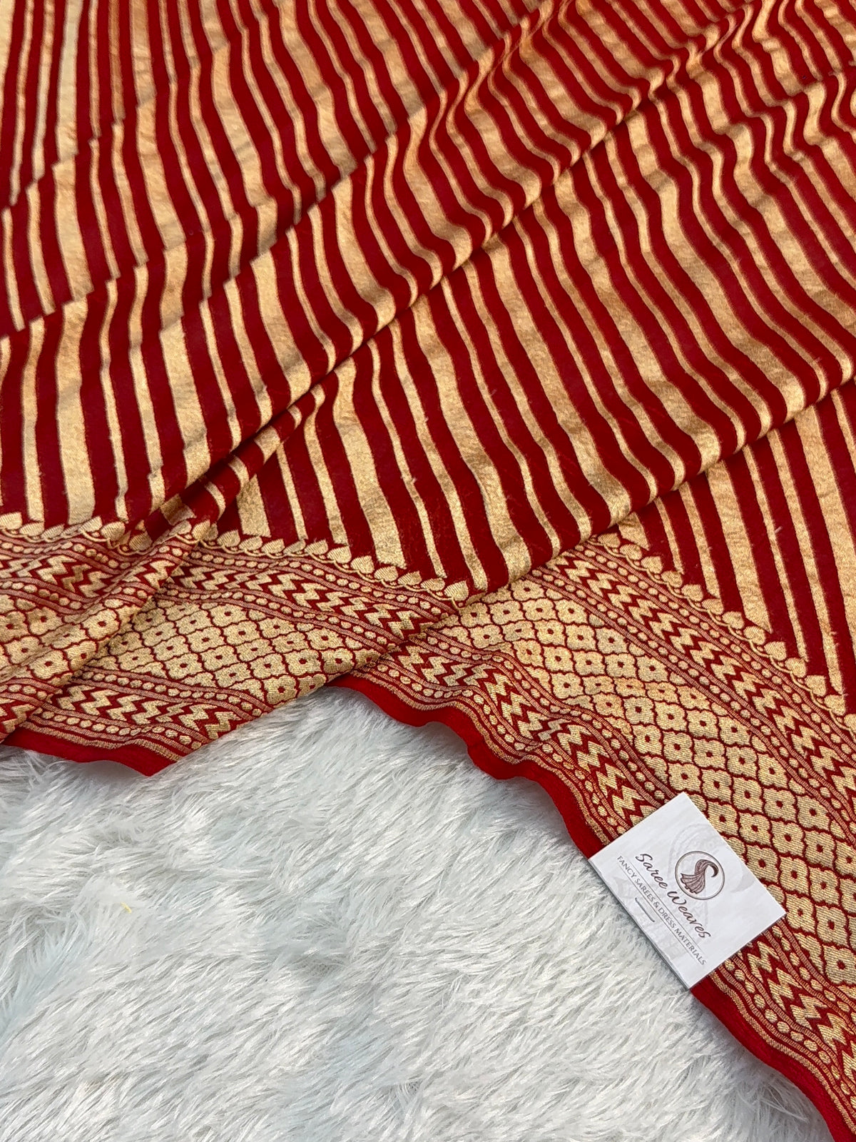 Banarasi Pure Khaddi Chiffon Saree in Aada Zari Design in Deep Maroon Colour