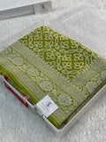 Banarasi Pure Khaddi Chiffon Saree in Zari Jaal  Design in Rusty Green Colour
