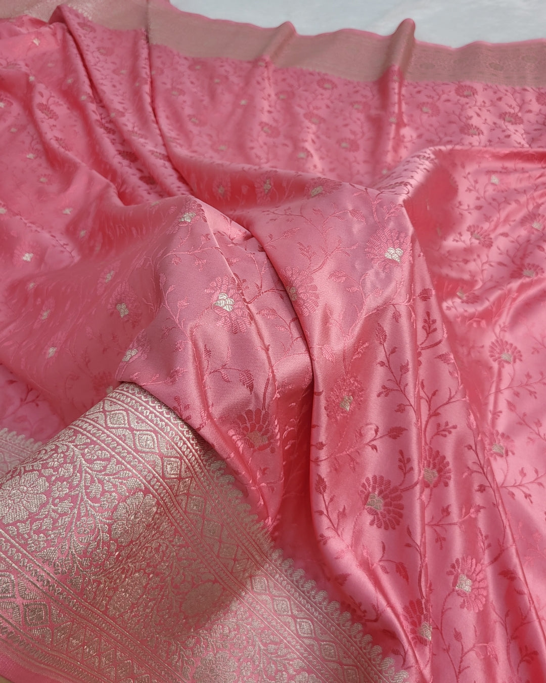 Banarasi Mashru Silk Saree Intricate with Tanchoi Jaal Design