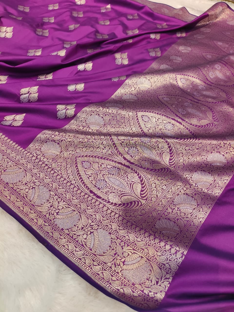 Banarasi Katan Silk Banarasi Zari Border Buta Design Saree