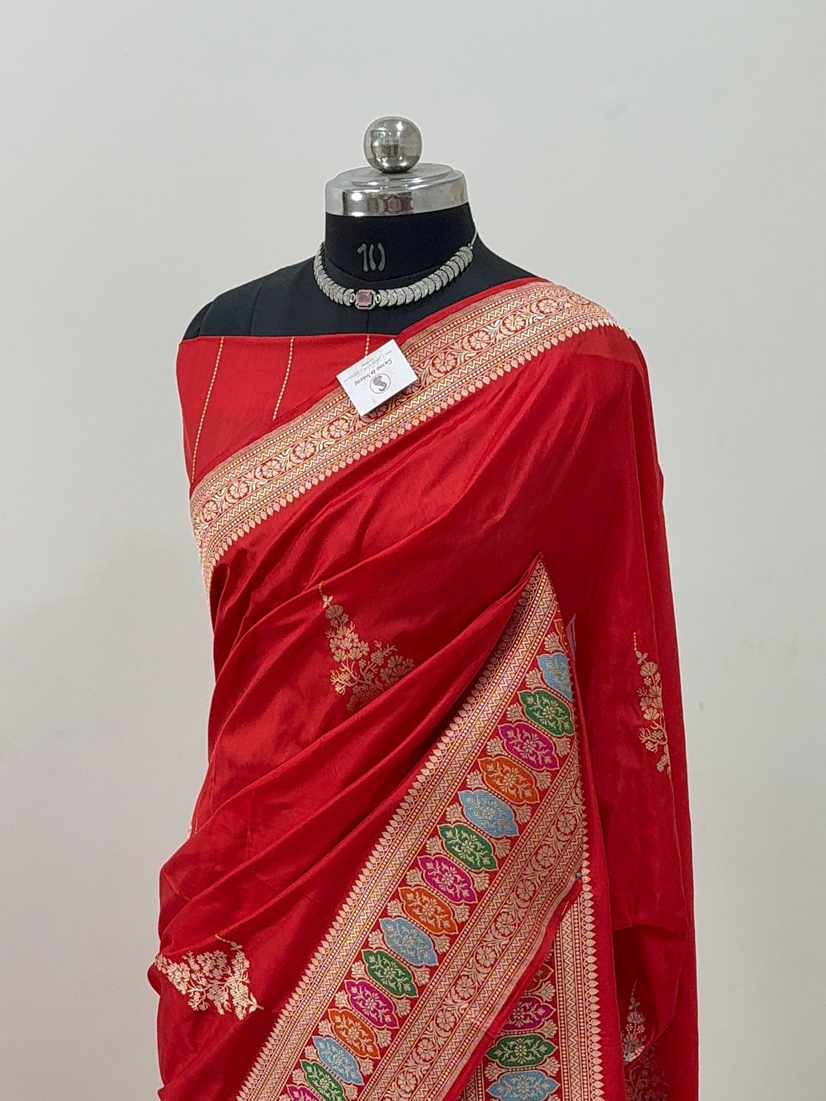 Handwoven Pure Katan Silk Saree in Large Motifs Design with Meenakari in high Percentage Zari Work in Red Colour
