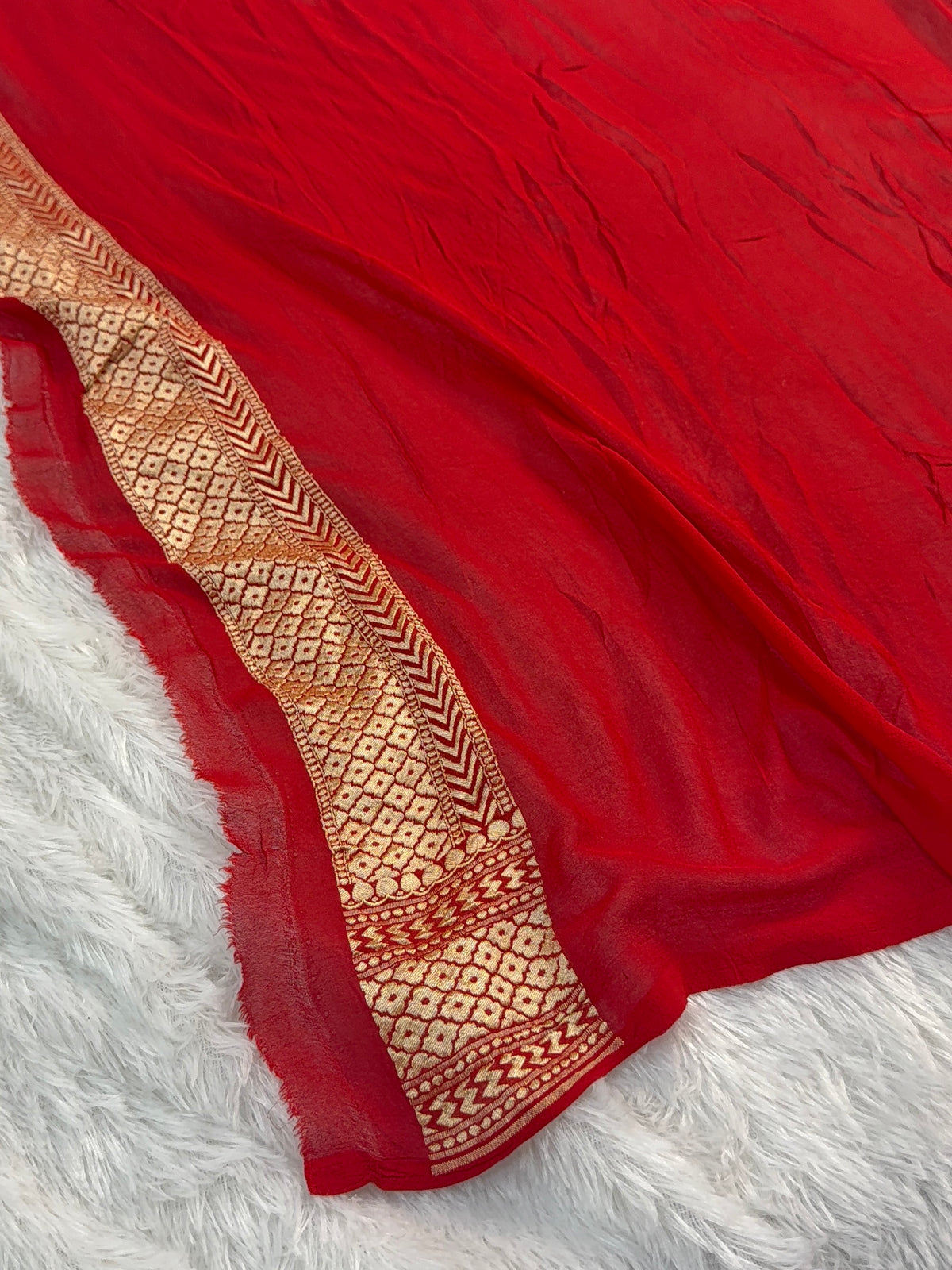 Banarasi Pure Khaddi Chiffon Saree in Aada Zari Design in Deep Maroon Colour