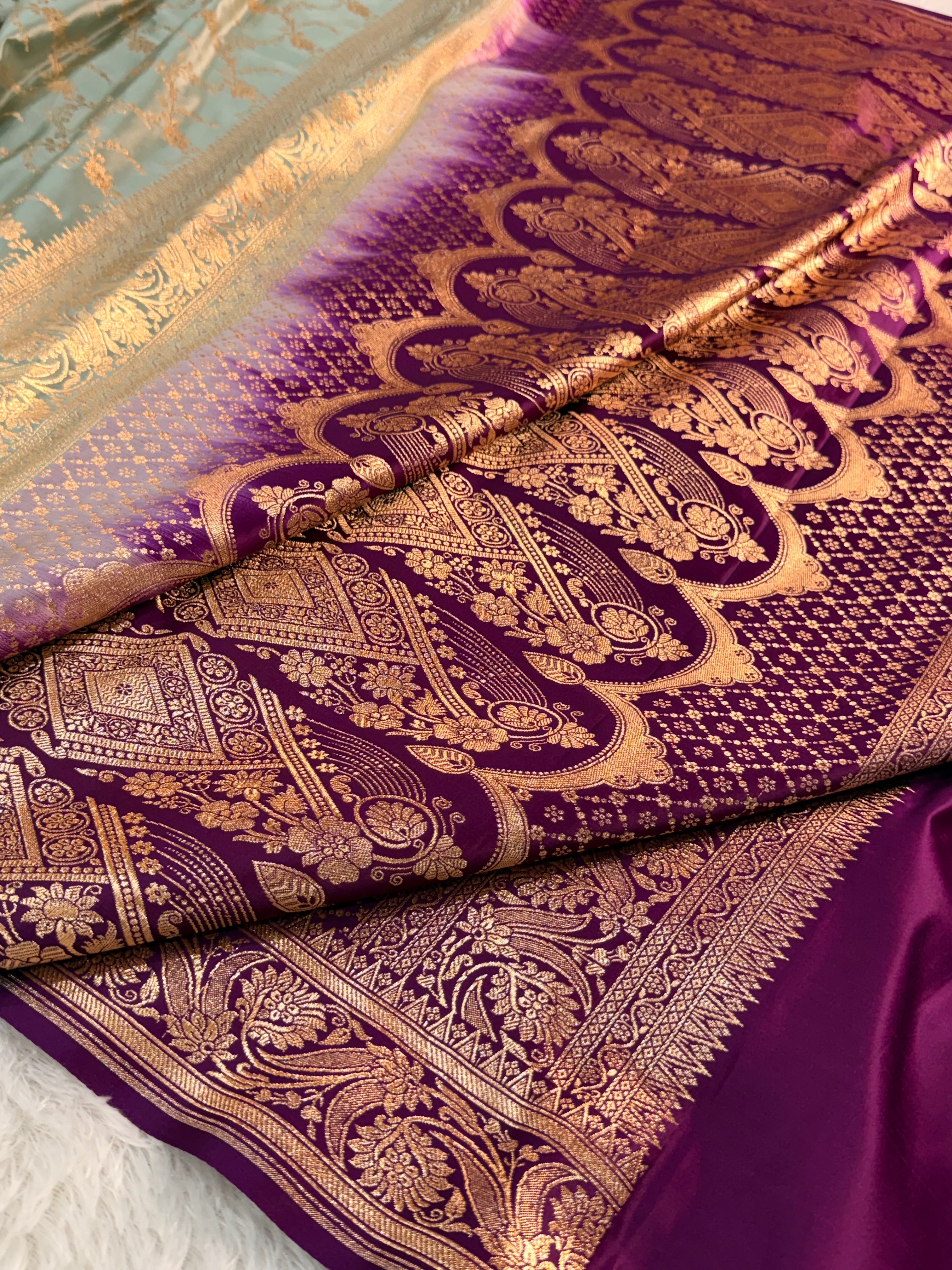 Banarasi Mashru Silk Saree with Tanchoi Weaving in Rusty Rani colour (Copy)