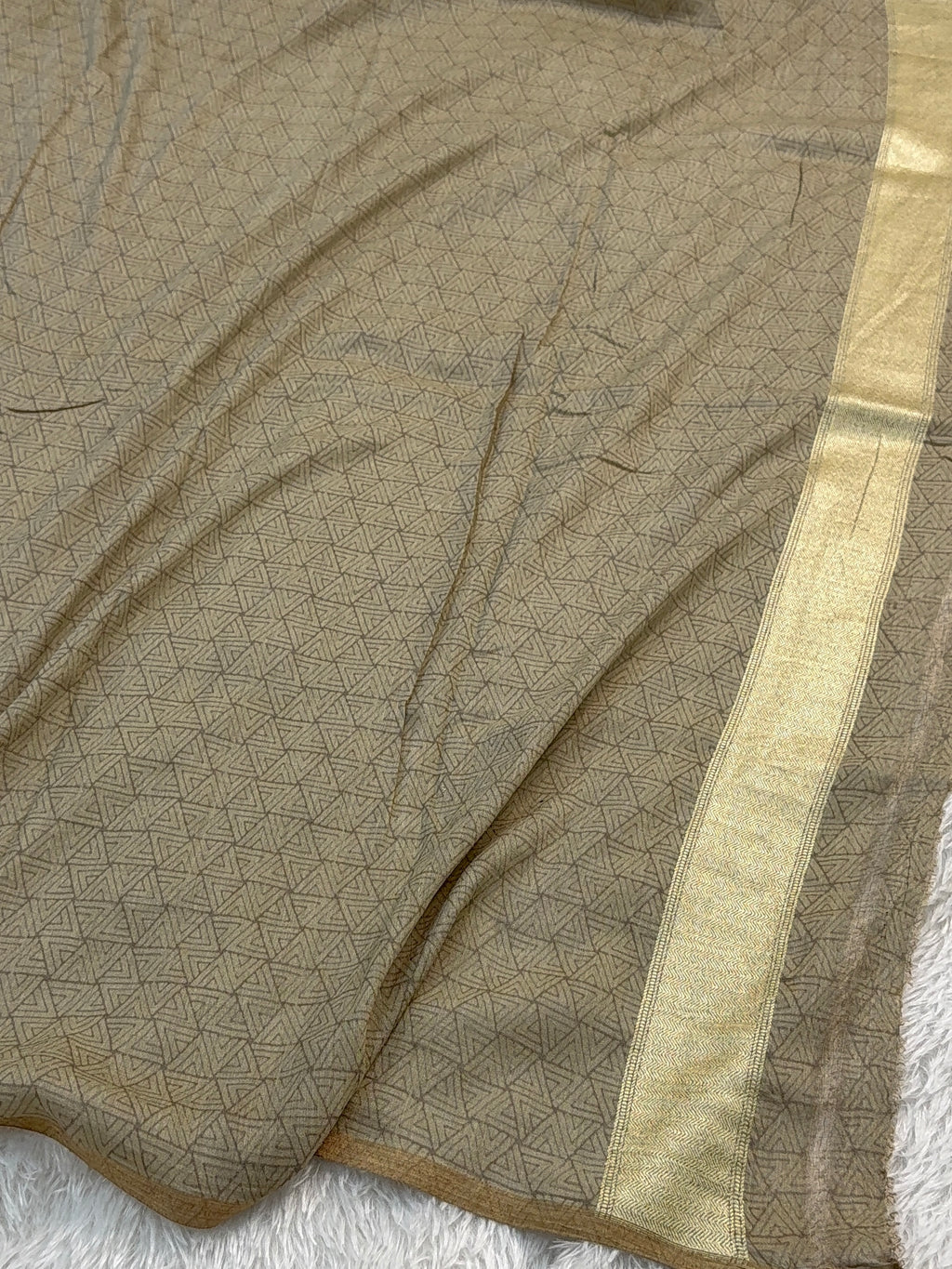 Pure Monga Silk saree with Digital Print Design and Vertical Stripes Zari Work
