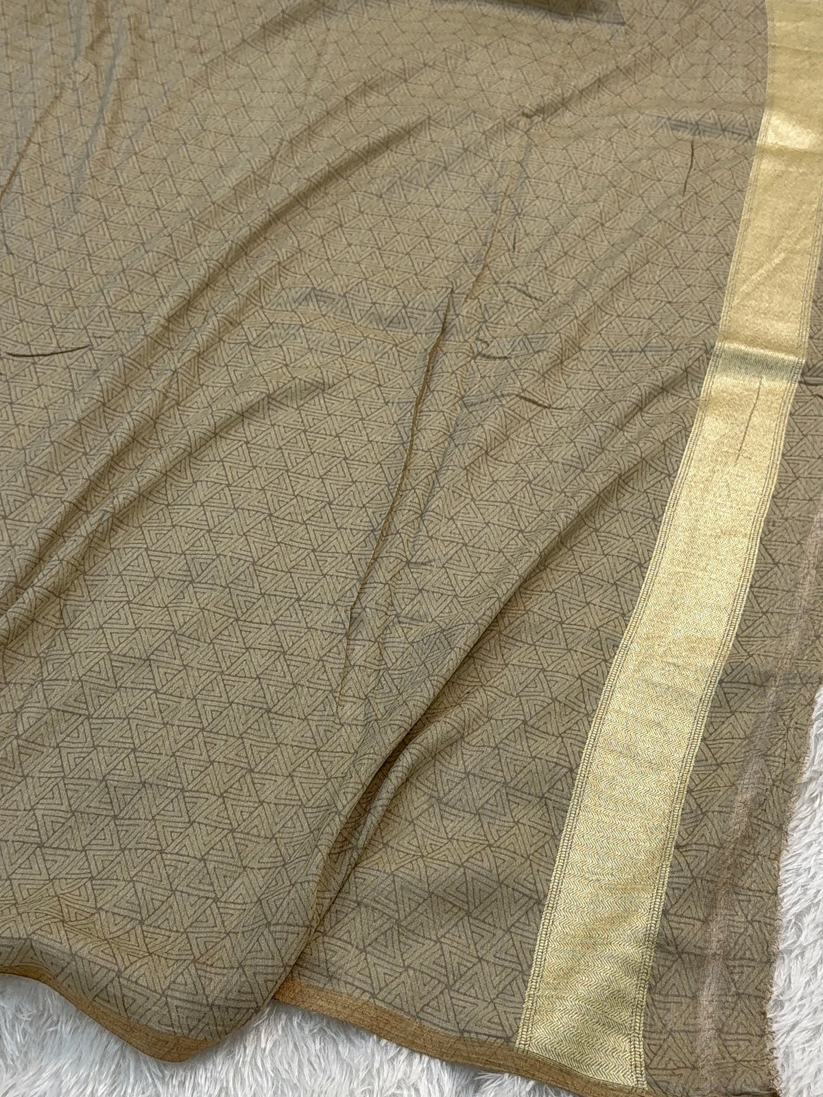 Pure Monga Silk saree with Digital Print Design and Vertical Stripes Zari Work