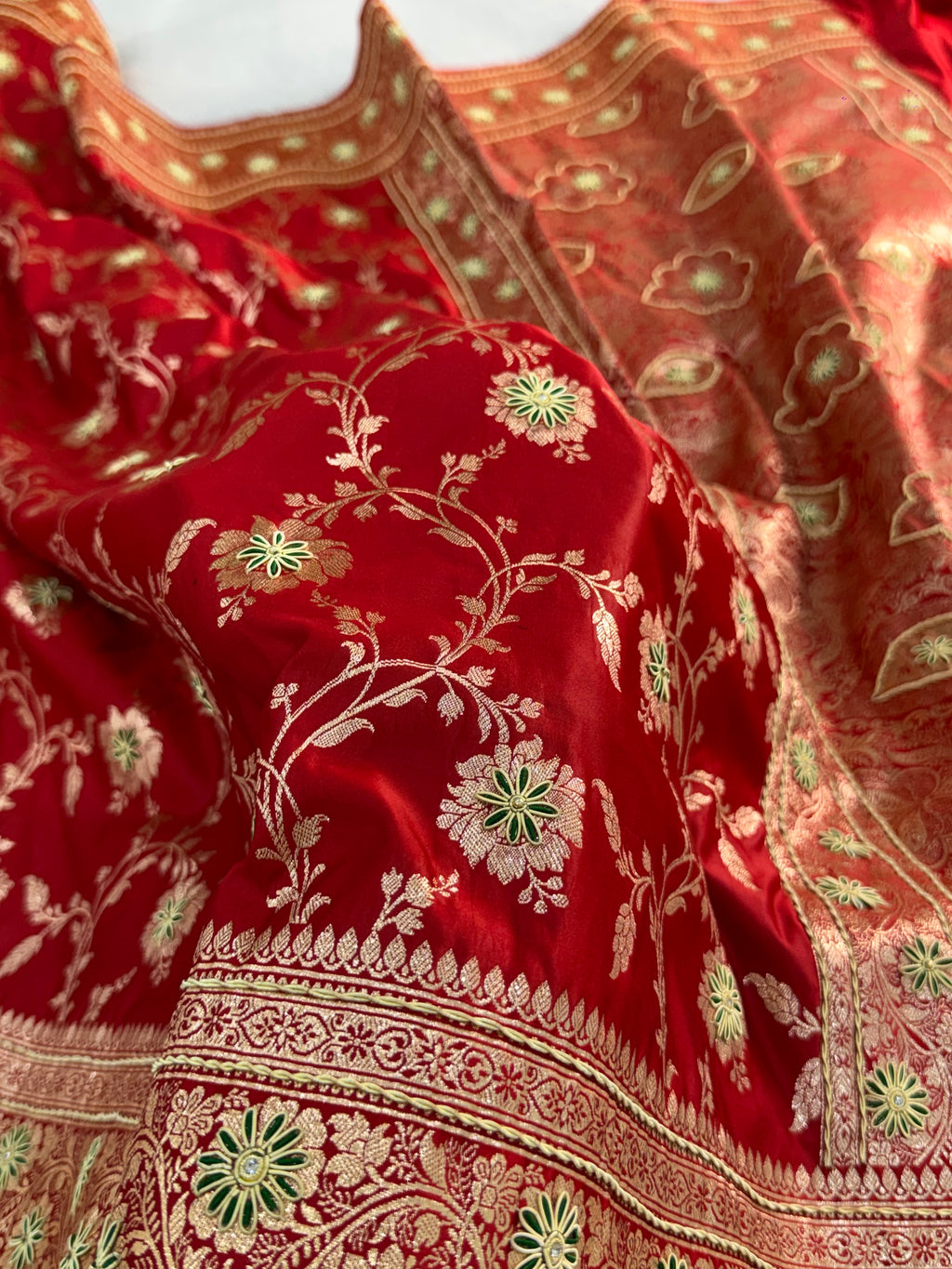 Mashru Bridal saree in Red color shade
