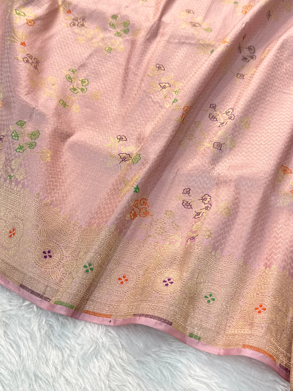 Banarasi pure katan silk saree with brocade meenakari jaal design in Light Dusty Pink colour