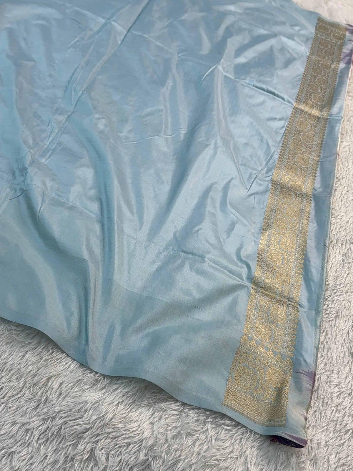 Banarasi pure katan silk saree with meenakari jaal design in Powder Blue color