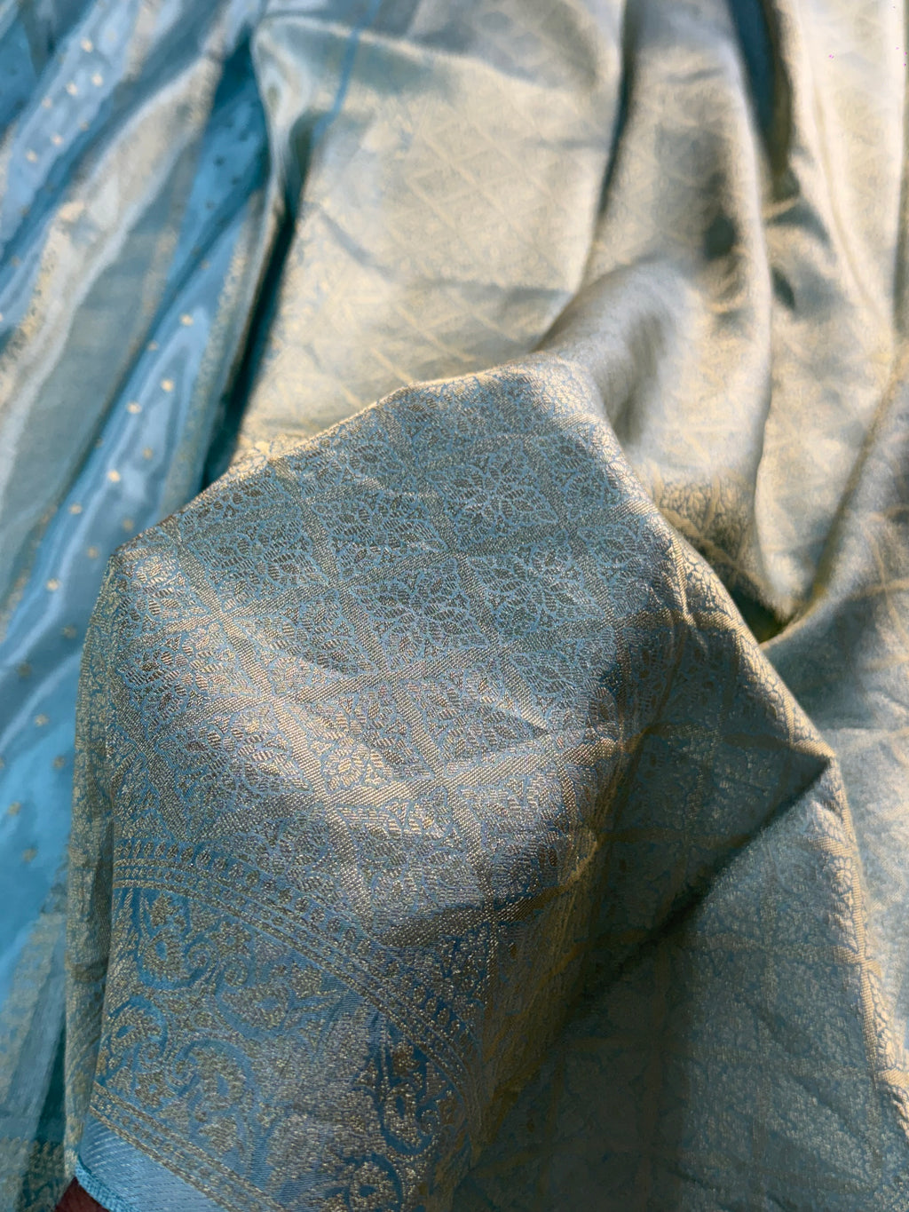 HO Silk saree in Light Pastel Blue Colour with Vertical Stripes design