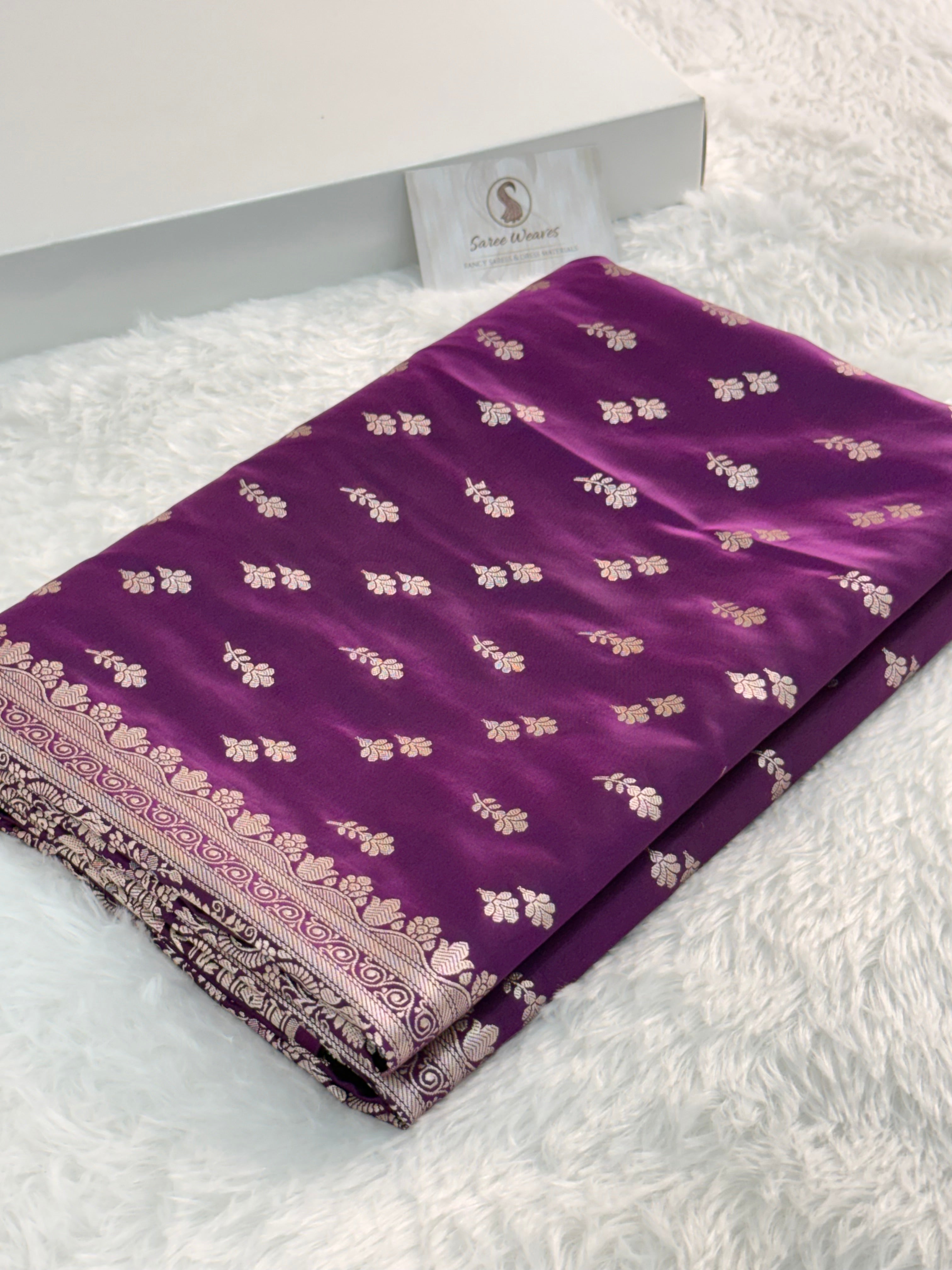 Mashru Silk Saree With Buti Design In Magenta Colour