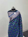 Banarasi Pure Katan Silk Rangkat Saree with the combination of Bottle Green and Royal Blue Colour