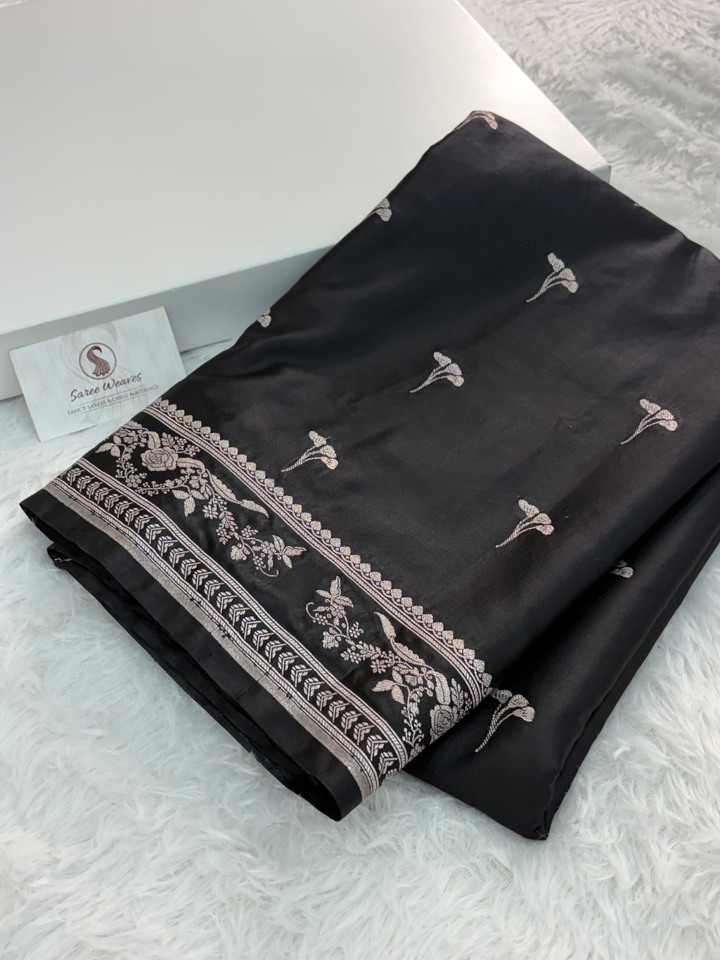 Banarasi Mashru Saree In buti design in black color