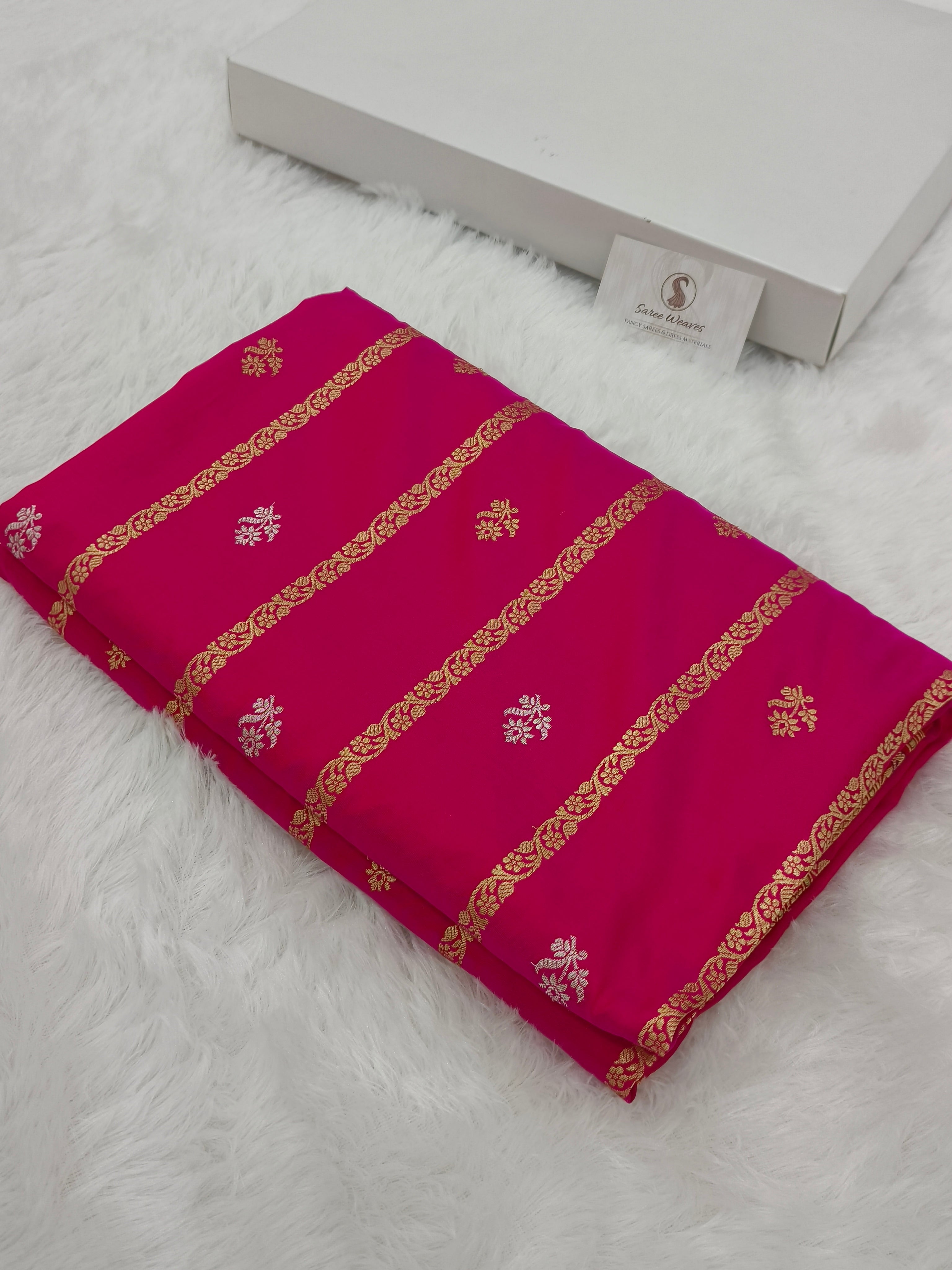Banarasi Kadhua Handwoven Pure Katan Silk Saree in Silver and Golden Zari Work