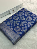 Banarasi tissue silk saree with floral buta design in Royal blue color