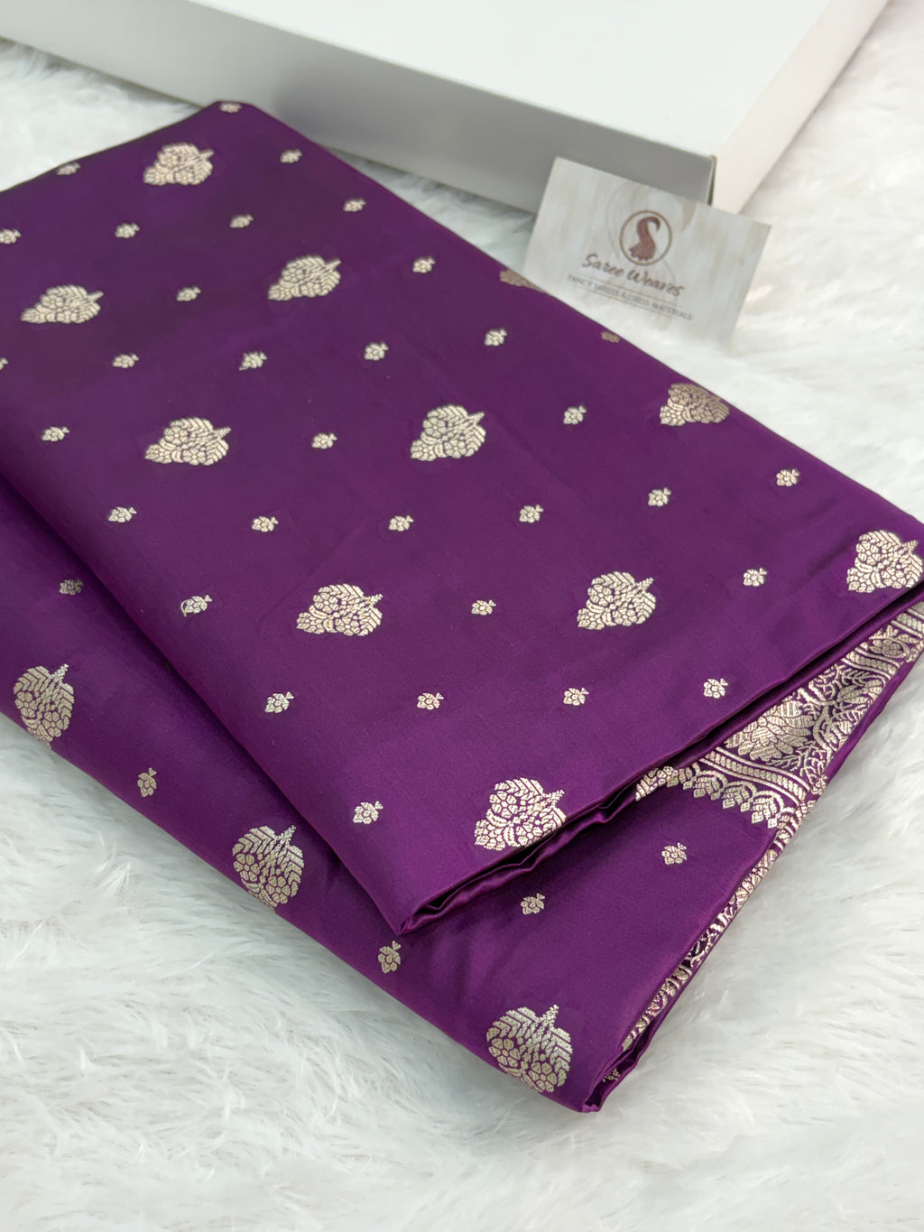 Mashru Silk booti design in purple color shade
