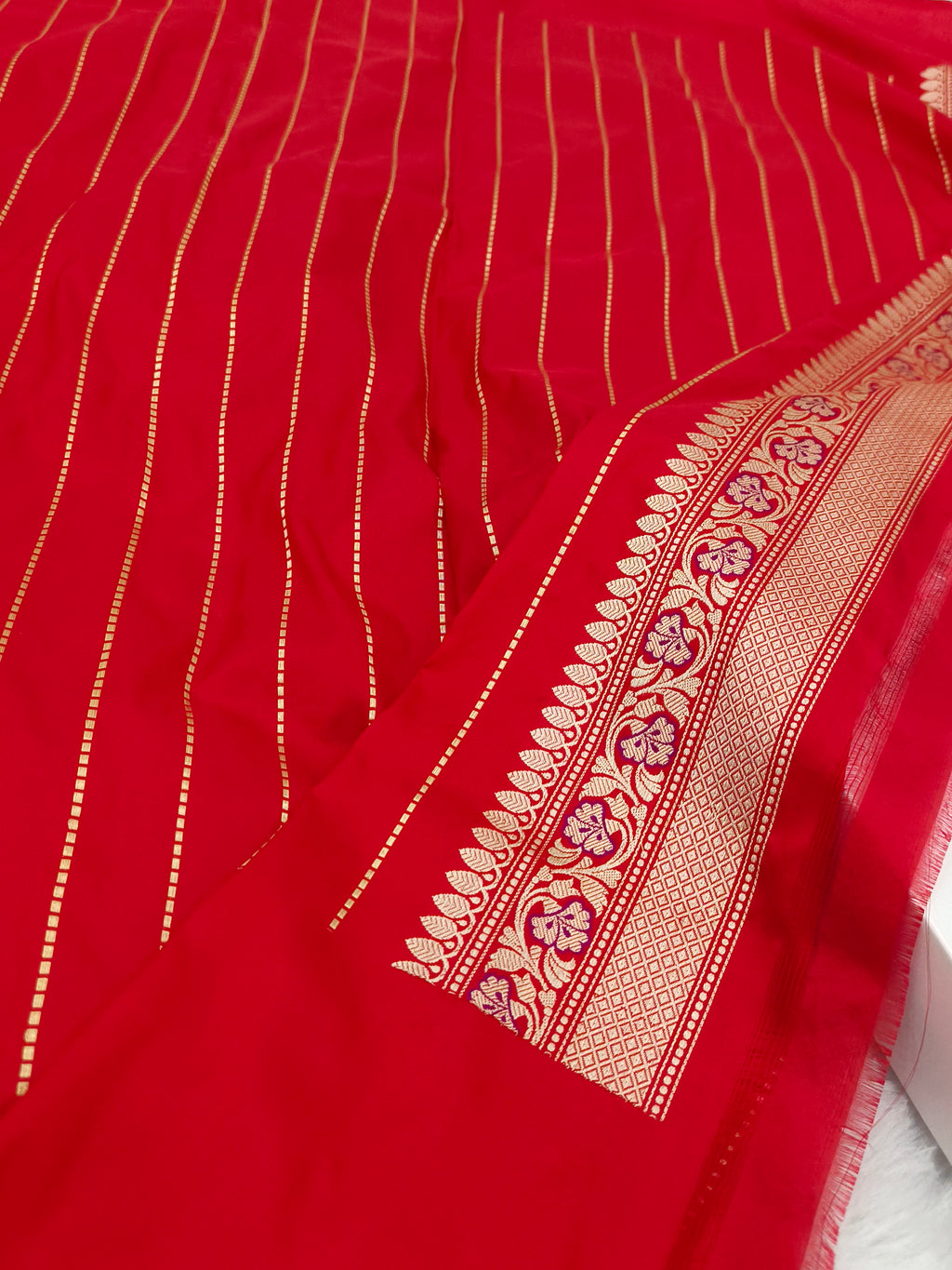 Banarasi Kadhua Handwoven Pure Katan Silk Saree in Silver and Golden Zari Work